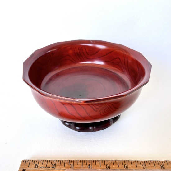 Japanese Lacquer Rosewood Bowl on Stand