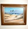 Original Beach Scene Painting in Frame