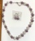 Purple & White Beaded Choker with Matching Earrings