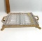 Vintage Glass and Brass Condiment Tray with Bear Feet