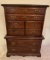 Cherry Wood Tall Chest of Drawers with Protective Glass Top