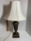 Brown Floral Design Lamp with White Lampshade