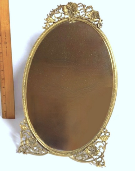 Vintage Matson Floral Brass Mirror