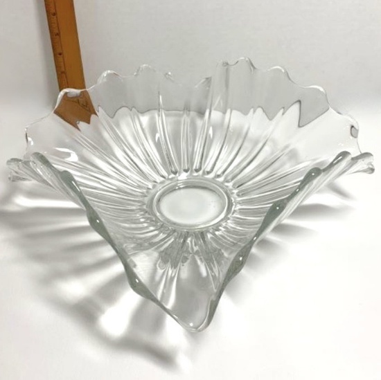 Vintage Decorative Folded Glass Bowl