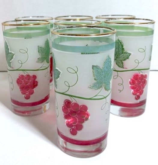 7-pc Glass Frosted Grapevine Tumblers