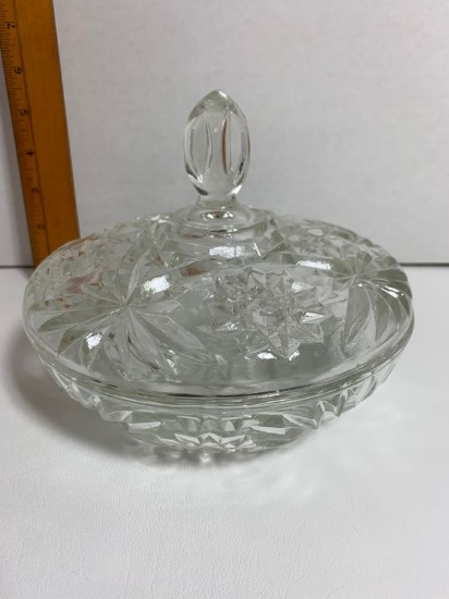 Pressed Glass Covered Candy Dish