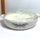 Vintage Black Wheat Anchor Hocking Cookware Lidded Casserole Dish