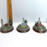 Lot of 3 Thomas Kinkaid Lighthouse Figurines