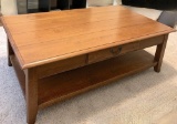 Vintage Ethan Allen Wooden Coffee Table with Center Drawer