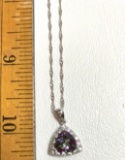 Sterling Silver Rhinestone Pendant on 20