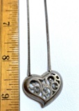 Sterling Silver Heart Pendant on 18