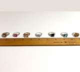 Lot of 7 Rings with Various Colored Stones