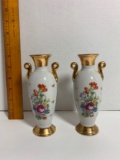 Pair of Floral Porcelain Vases Made in Japan