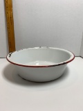 Vintage Red and White Enamelware Bowl