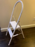 White Metal Two-Step Folding Ladder