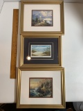 Set of Three Lighthouse Prints in Gold Colored Frames