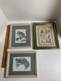 Set of Three Vintage Cross Stitch Framed Pictures