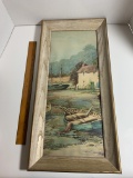 Pair of Vintage Country Prints in Wooden Frames
