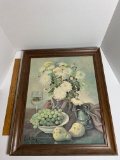 Large Henk Bos Still Life Canvas Painting in Wooden Frame