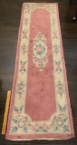 Pink Floral Designed Garden Collection 100% Wool Genuine Handmade Oriental Runner