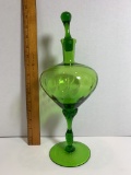 Vintage Green Glass Jar with Stopper