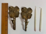 Brass Floral Wall Hanging Candlestick Holders with Candlesticks