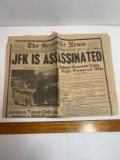 November 23rd, 1963 JFK IS ASSASSINATED Newspaper by The Greenville News