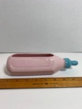 Vintage Pink and Blue Ceramic Baby Bottle