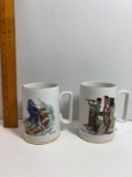 Pair of Vintage Norman Rockwell Collectible Mugs