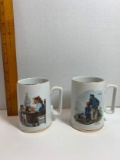 Pair of Vintage Norman Rockwell Collectible Mugs