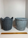 Pair of Wicker Trash Can Baskets