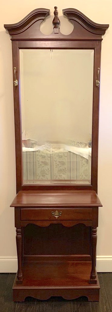 Tall Wooden Single Drawer Broyhill Hall Tree | Proxibid