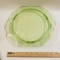 Vintage Green Depression Vaseline Glass Cake Plate