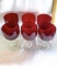 Set of 6 Ruby Red Clear Stem Wine Glasses