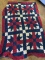 Vintage Red, White & Blue Handmade Crochet Blanket