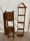 Wood and Wicker Barbie Doll Chair and Ruler Shelf