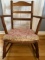 Antique Wood Rocking Chair, Cotton Stuffed Seat