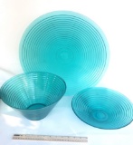 Lot of Aqua Bowls with Platter