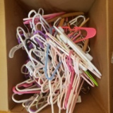 Box Lot of Assorted Wood and Plastic Clothes Hangers