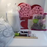 Craft Lot - Beads, Stuffing and Heart Doilies