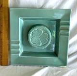 Vintage Green Oriental Clover Pottery Ashtray