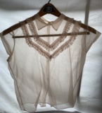 Vintage Sheer Ladies Button Up Back Blouse