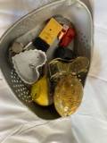 Lot of Knick Knacks In Metal Strainer Bowl