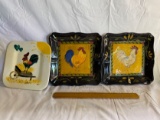 Lot of 3 Decorative Plates - Rooster Designs