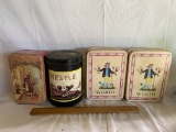 Assorted Lot of 4 Vintage Metal Tin Cans