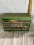 Green Metal Hardware Organizer with Misc Hardware