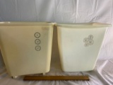 Lot of 2 Vintage Plastic Trash Cans