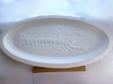 White Embossed Oval Ceramic Lobster Platter