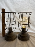 Lot of 2 Decorative Metal Battery Operated Lamps