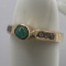 14K Gold Plated Ring with Green Stone & Small Clear Stones Size 6.5